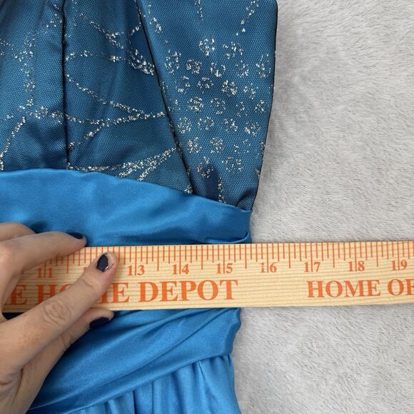 Vtg Y2K Babydoll Bubble Dress M/L? Blue Mesh Satin Sparkle Fairy Whimsy Party - Picture 10 of 12